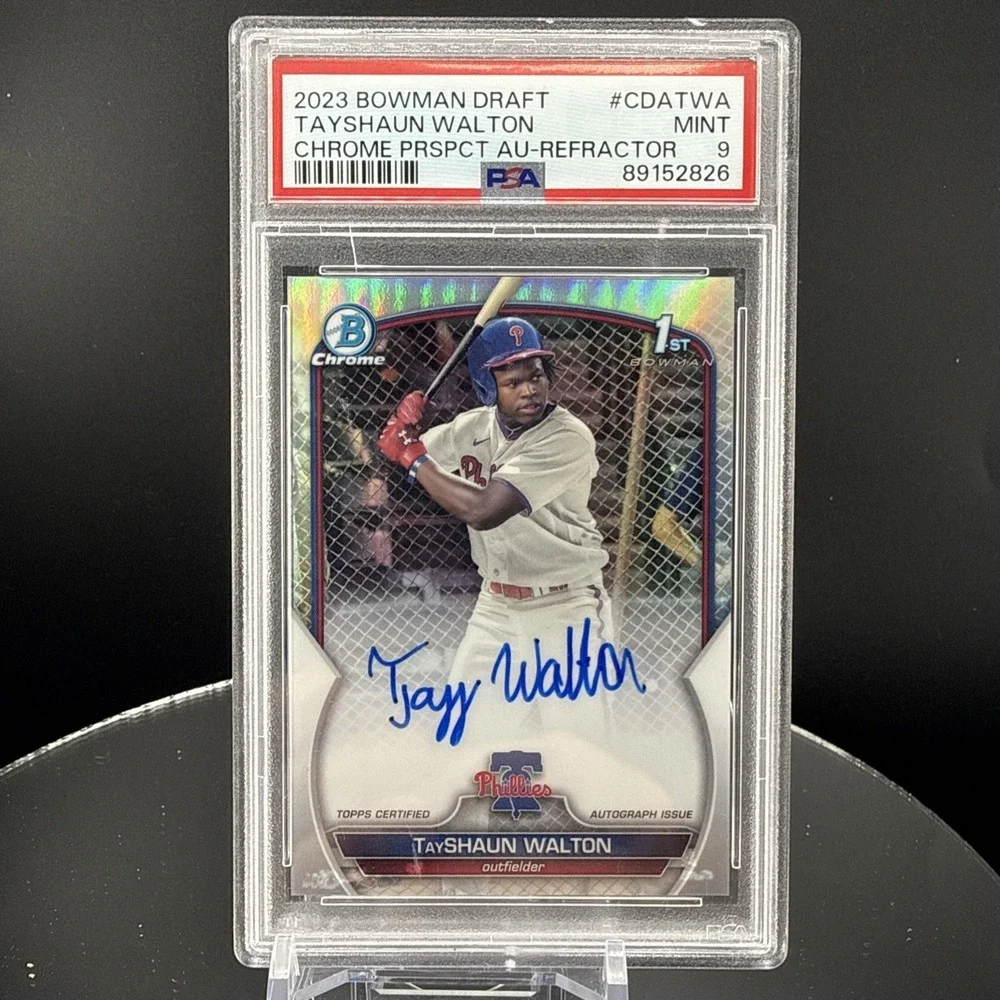 2023 Bowman Chrome TayShaun Walton‎ First Auto Refractor /499 PSA 9 Phillies